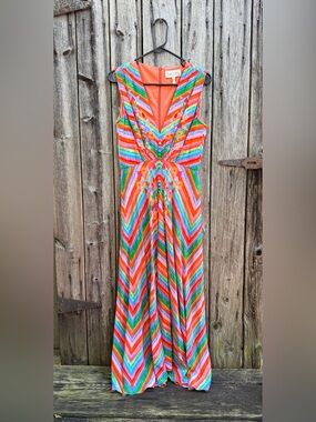 SALONI Striped Lea Midi Dress, Size US 10